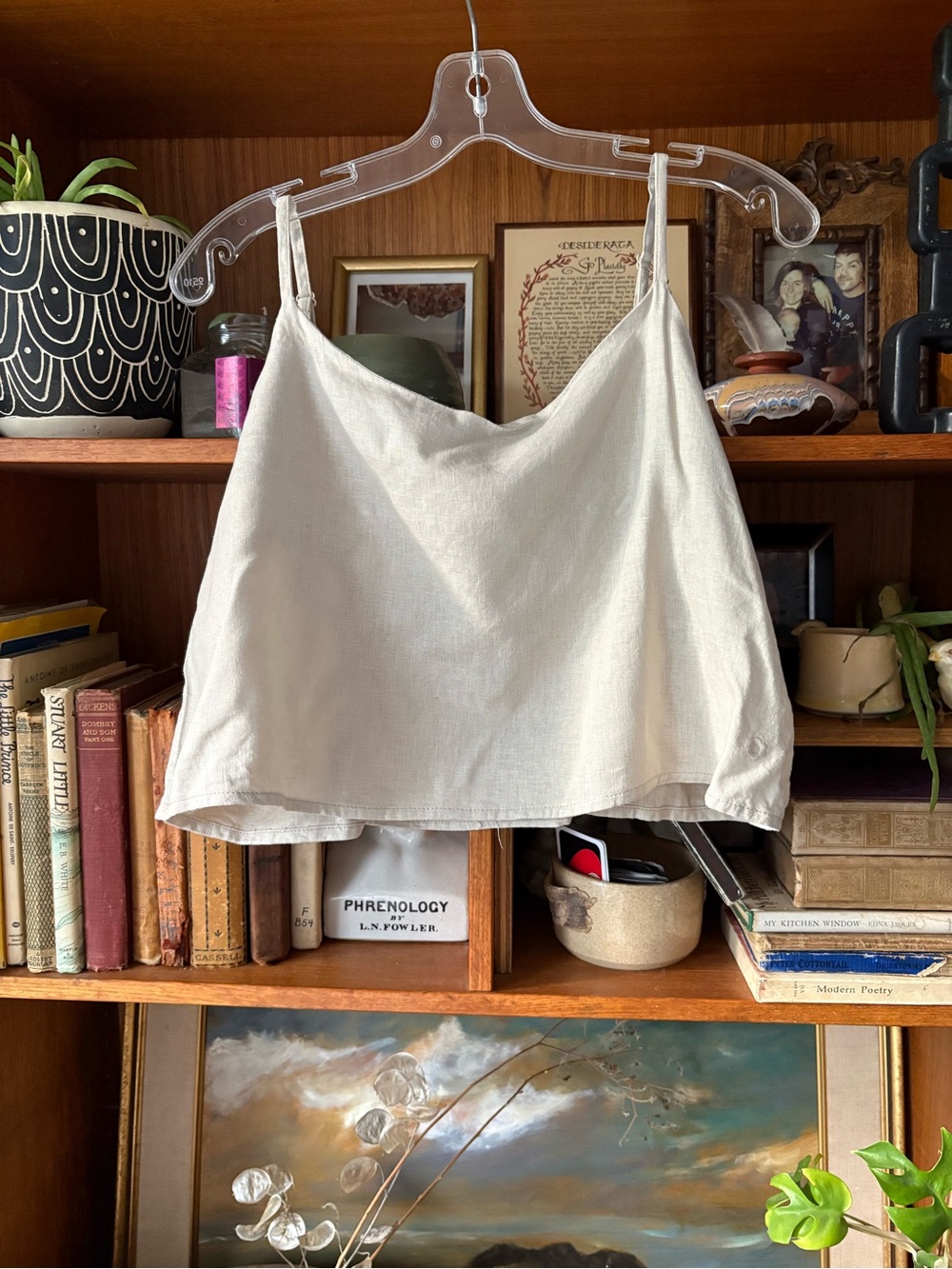 Women's Beige Linen Cami Top